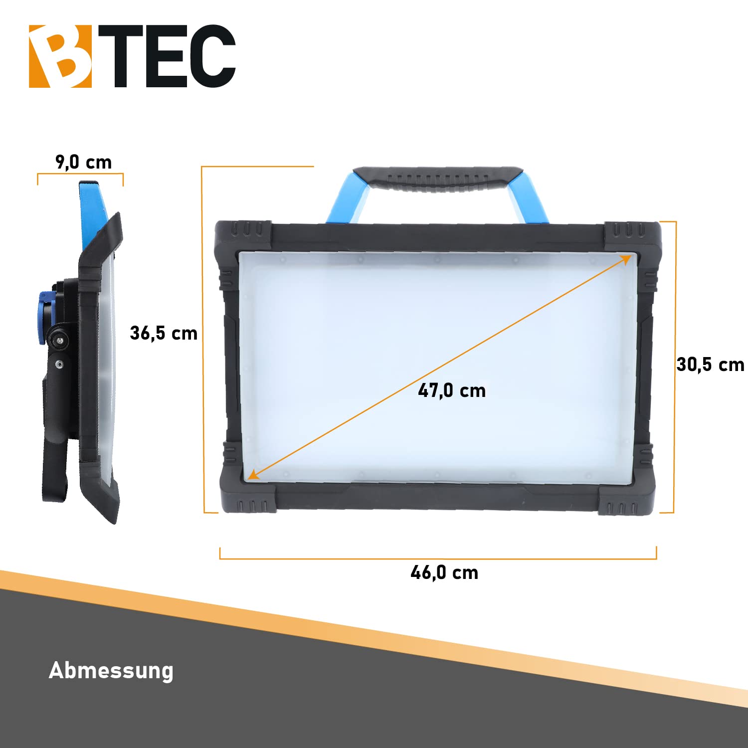 BTEC Worker LED Arbeitsleuchte 80 Watt Mit Steckdose - Baustrahler, Arbeitslampe, Bauleuchte, Werkstattlampe, Baustellenlampe