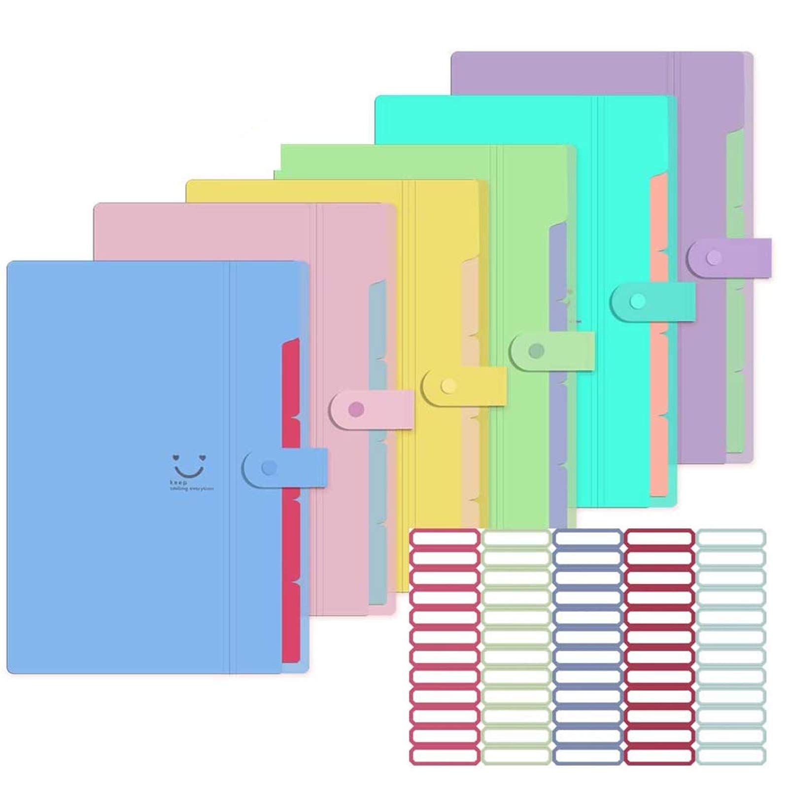 Buy Expanding File Folder 6 Pack Accordian Document Organizer With 5