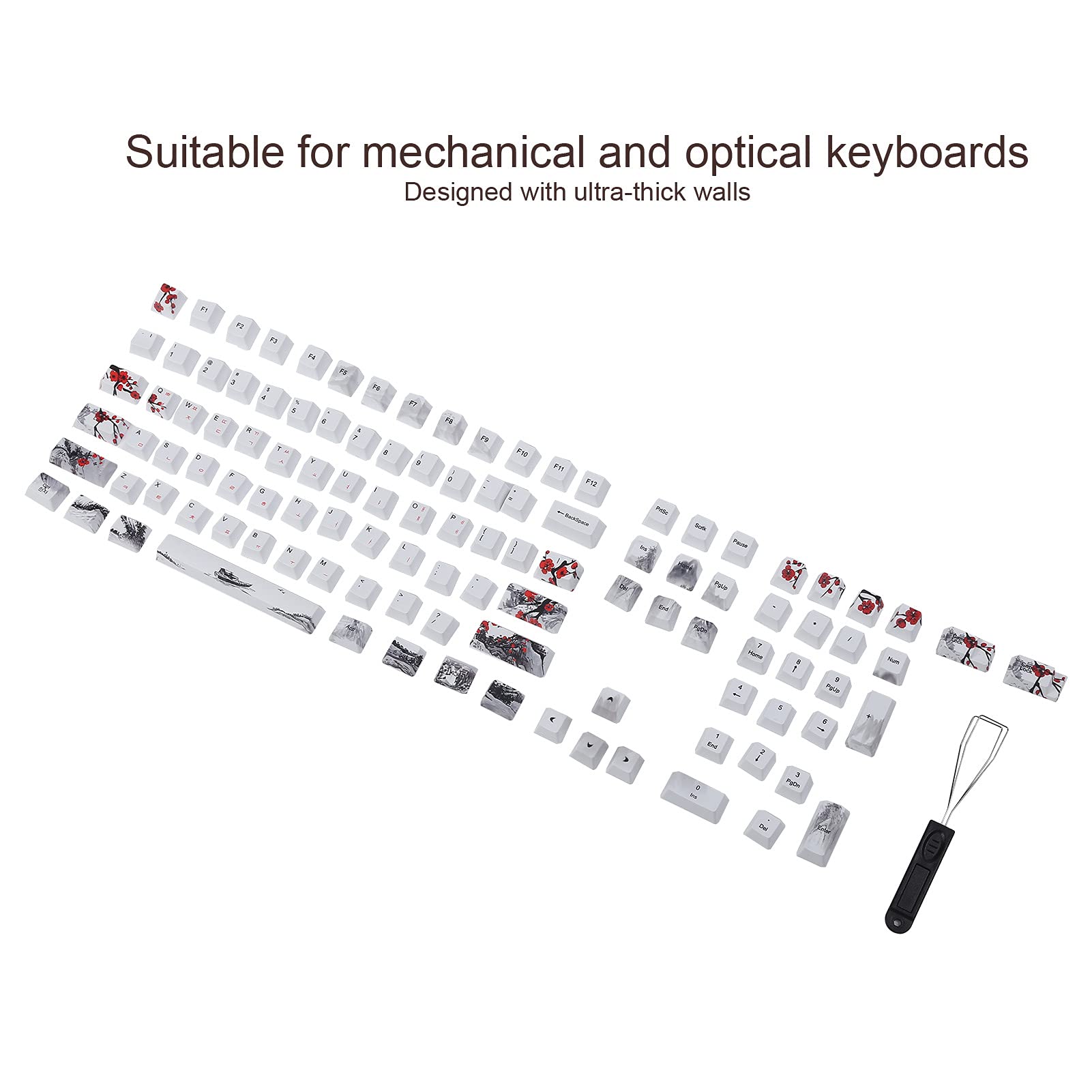ciciglow PBT Keycaps, 110er Pack Custom Keycaps für Mechanische Tastatur für 60/61/64/87/104/108 Tastatur mit Keycap Puller.(Englisch-Koreanisch)