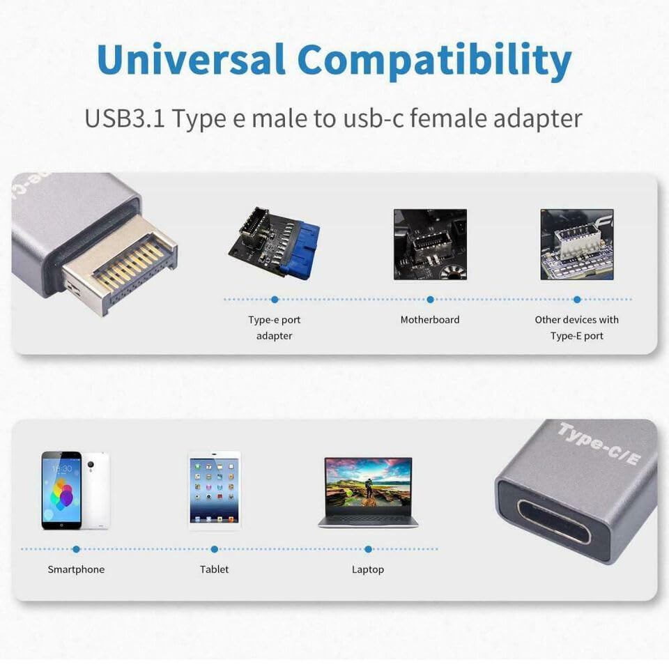 Image of Tobo Type E Male to Type C Female Extension PlugComputer Motherboard Type E Connector Electronics Accessories Computers Accessories TD-1139TC