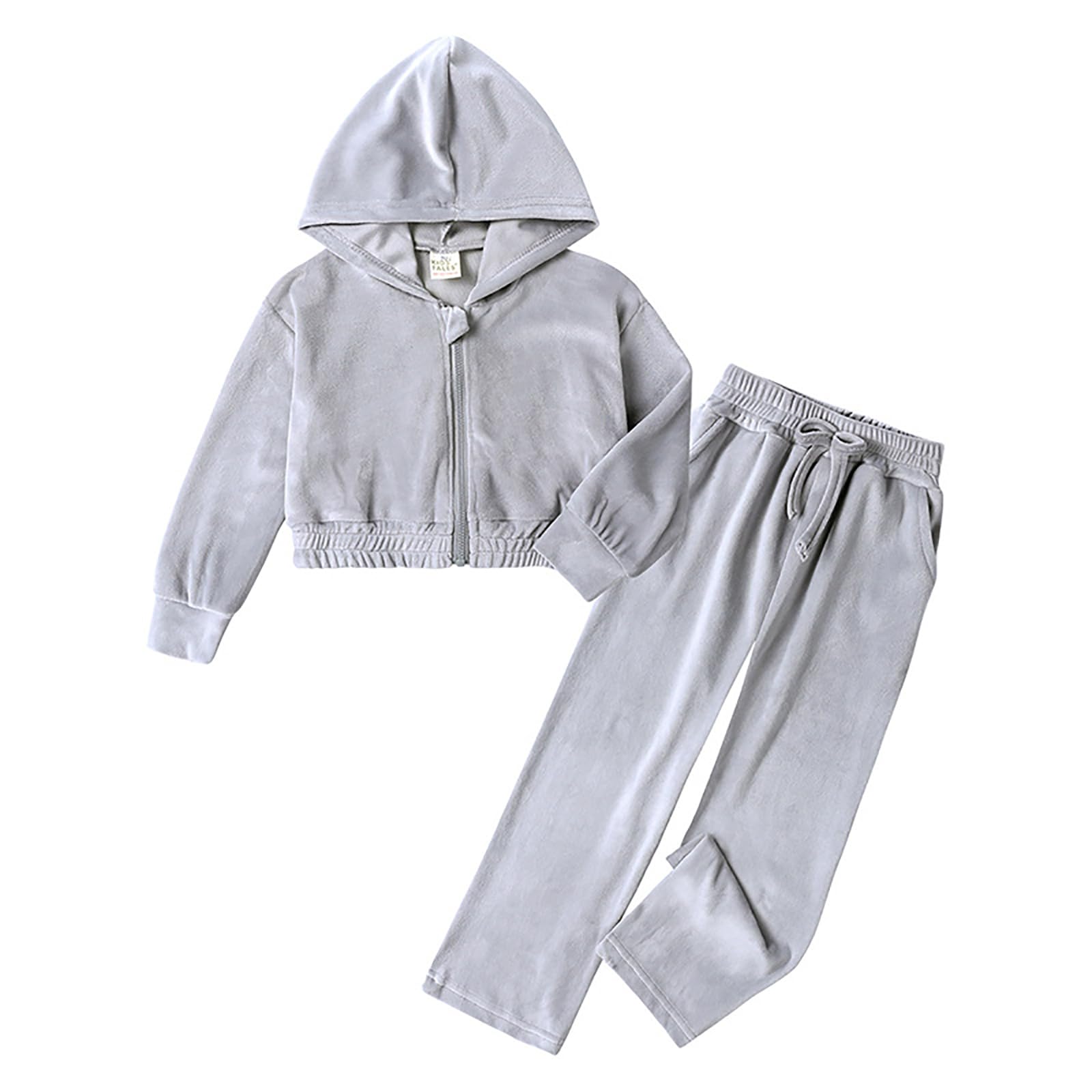 Sportanzug Mädchen Trainingsanzug Bekleidungsset 2tlg Samt Einfarbig Jogginganzug Langarm Sweatjacke mit Kapuze + Sporthose Trainingsanzug Kinder Mädchen Lässige Tracksuit Freizeitanzug Activewear