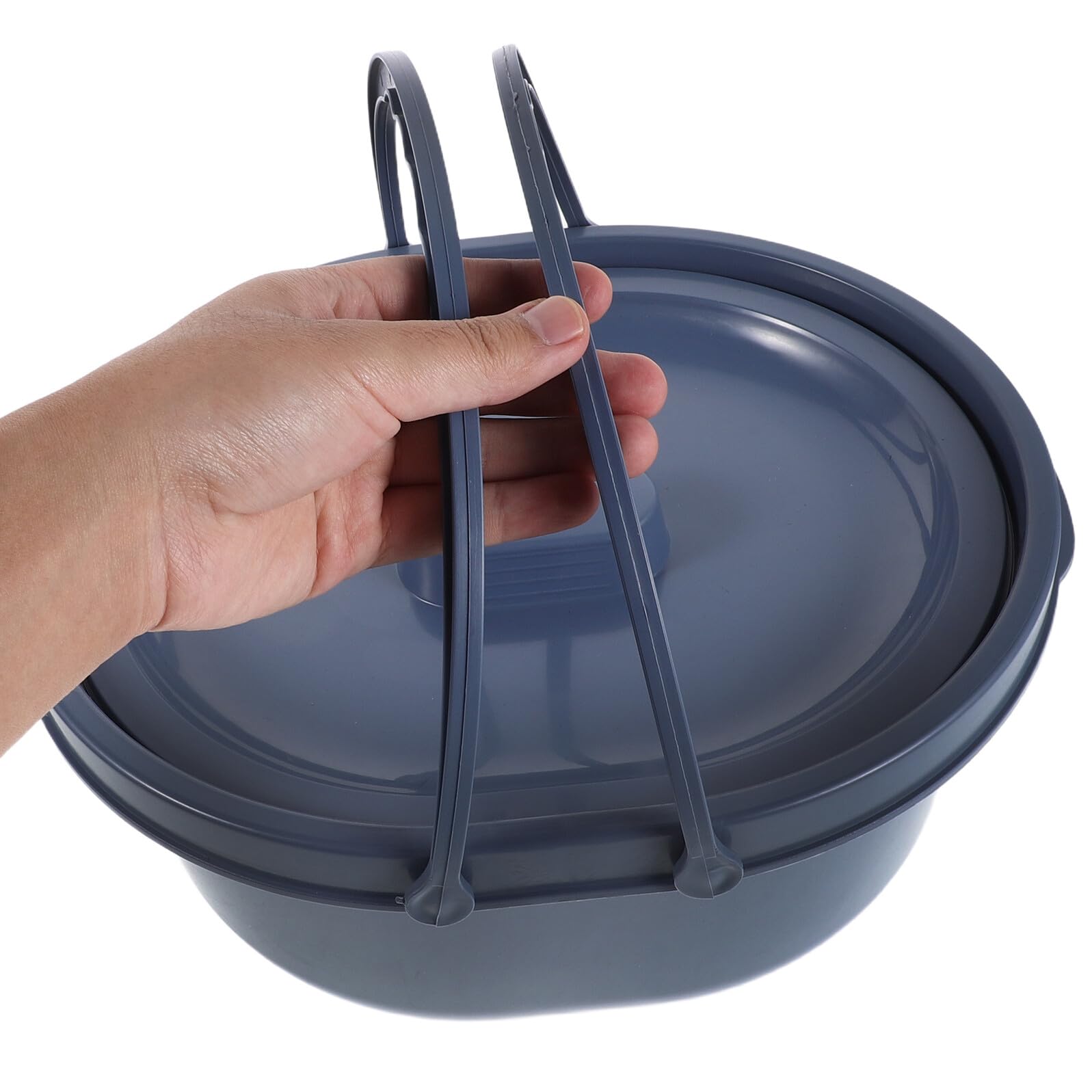 Vaso da Notte con Coperchio per Anziani in Pe Blu, Contenitore Urinario Sicuro con Doppia Maniglia per Raccolta Urine a Domicilio in Camera da Letto