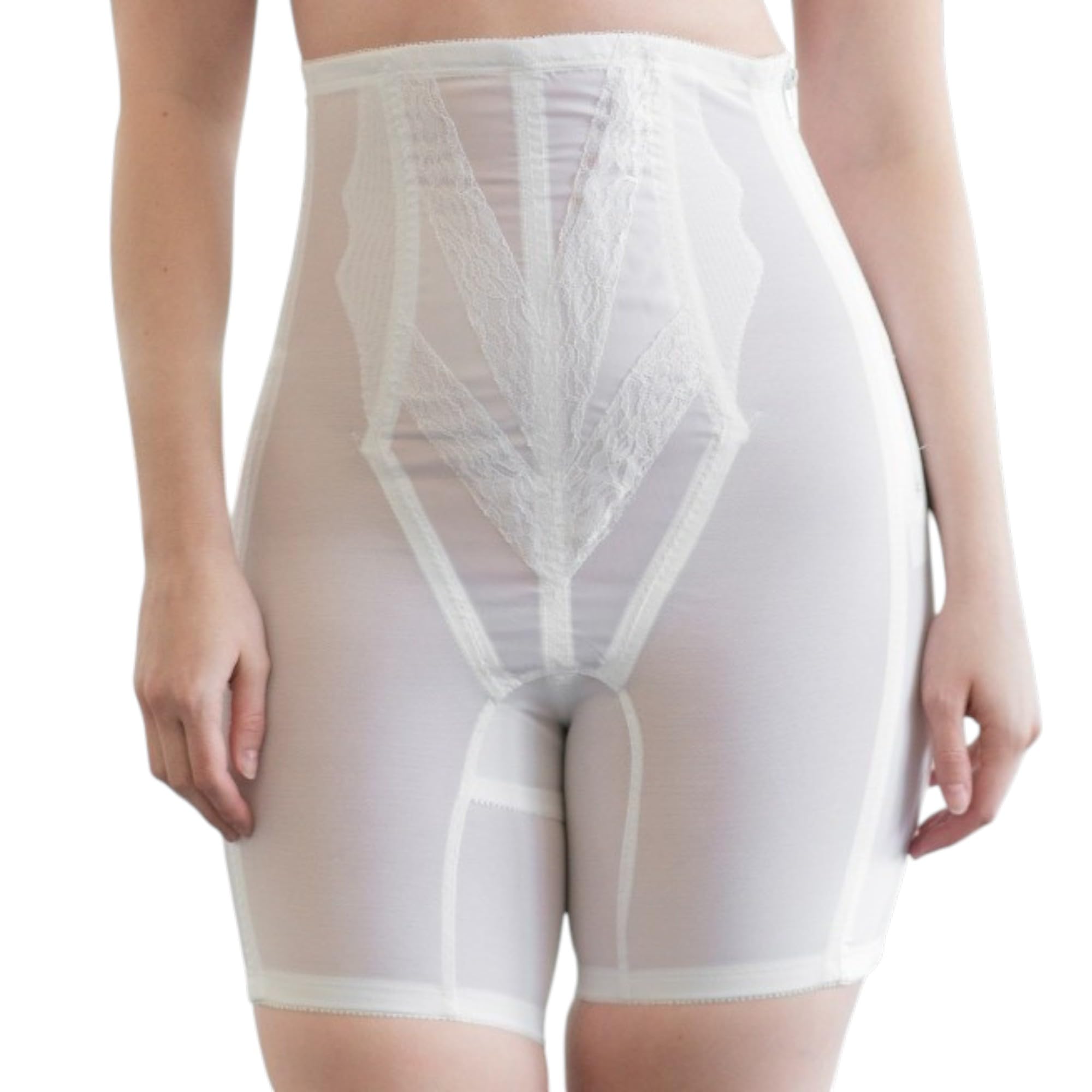 Rago Women's Extra Firm Zippered High Waist Long Leg Shaper - white - Large