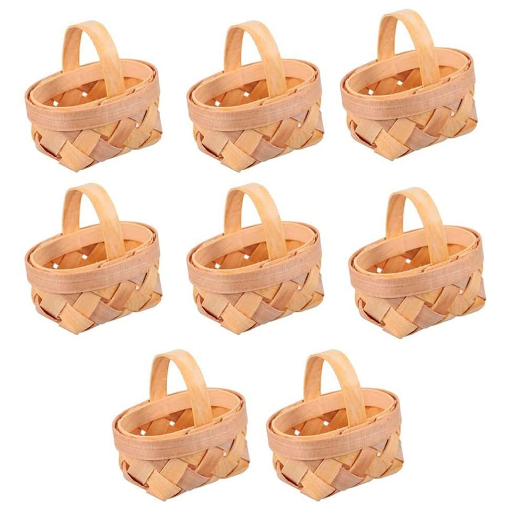 CTRLZS 8PCS Mini Woven Baskets with Handles for Party Favors Crafts Decor Photo Prop