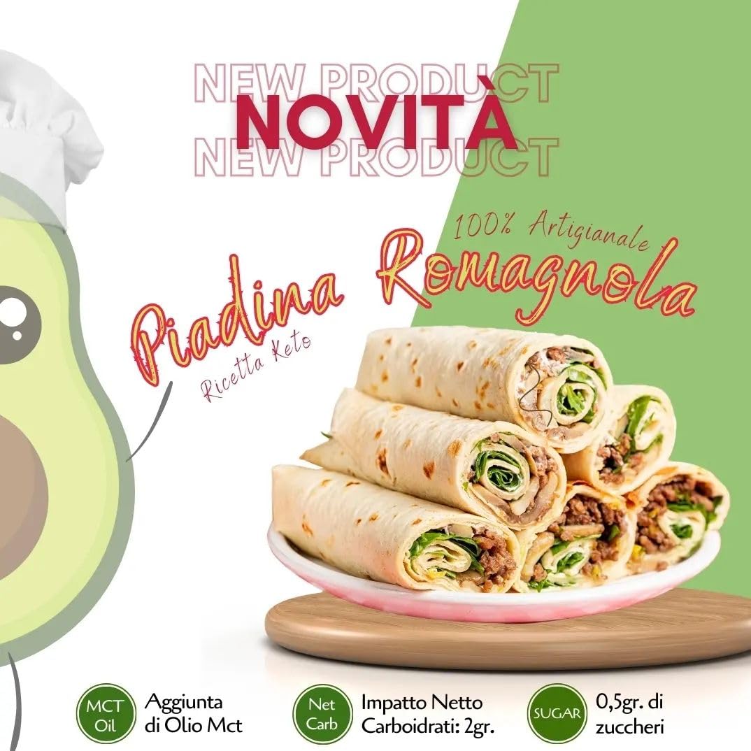 DR.KETO PIADINA KETO ROMAGNOLA - Piadina Chetogenica Con attivatore Chetosil™ a base di Olio MCT (Box da 2 Buste da 2x50g)