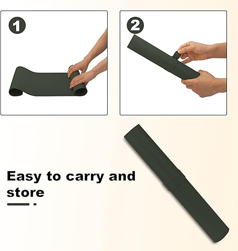 Miniatura 8 de Alfombrilla de escritorio grande para mouse, 31.5 x 15.7 pulgadas, protector de escritorio de cuero, verde oscuro militar