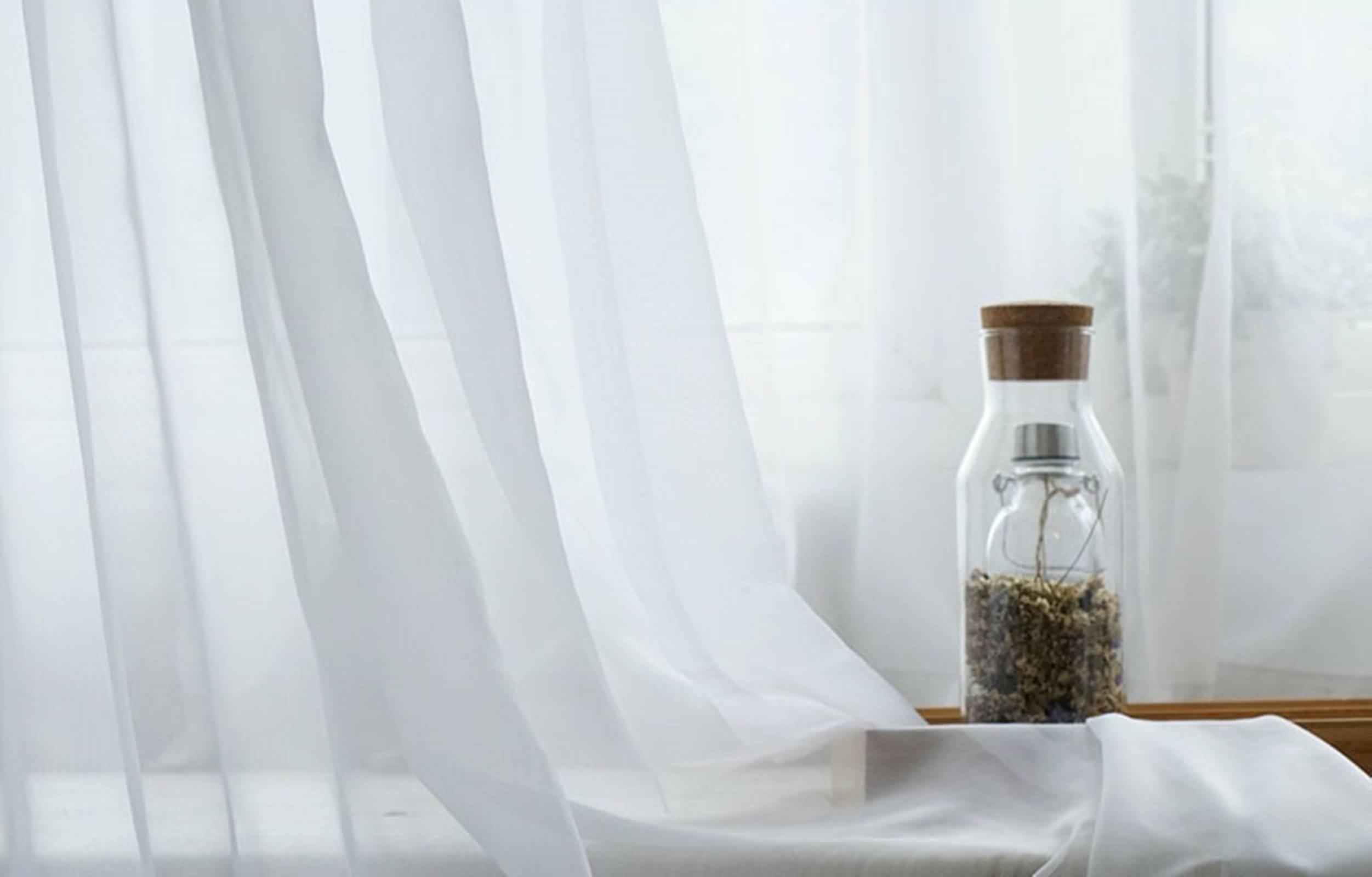 Tenda A Pacchetto In Voile Semi-Trasparente Con Ricamo | 300x145 Cm, Bianco, Per Soggiorno E Camera Da Letto, 1 Pezzo - 3