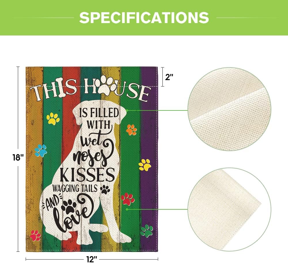 AVOIN colorlife Pawprints Pet Dogs Garden Flag 12x18 Inch Double Sided Outside, Burlap Farmhouse Wood Textures Yard Outdoor Decoration - Image 5