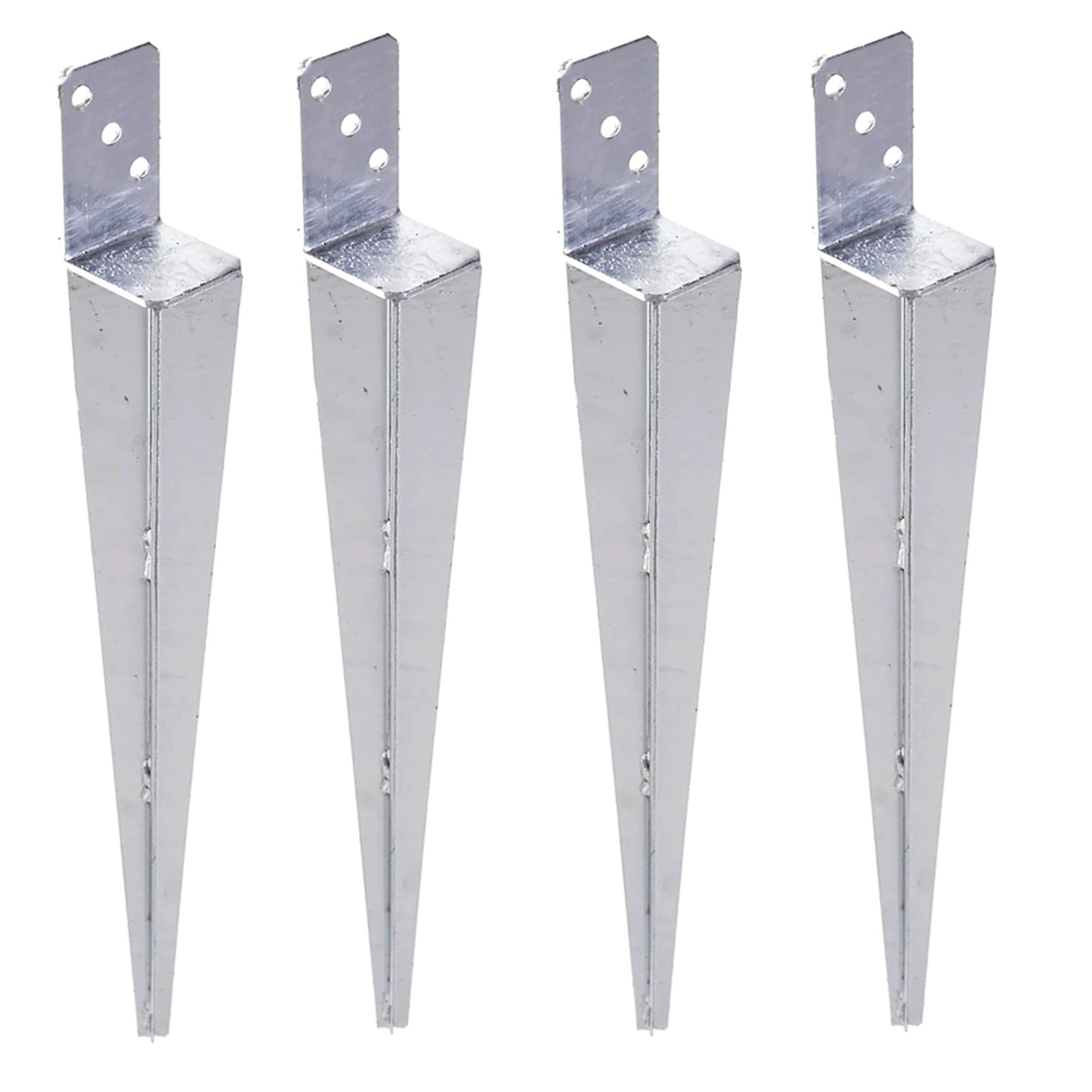 4er Set Pfostenträger 60x600 mm – Einschlaghülse L-Form feuerverzinkt – Bodenhülse für Holzpfosten, Pfostenanker, Bodenanker – Schwerlast Erdspieß für Carport, Pergola, Gartenbau