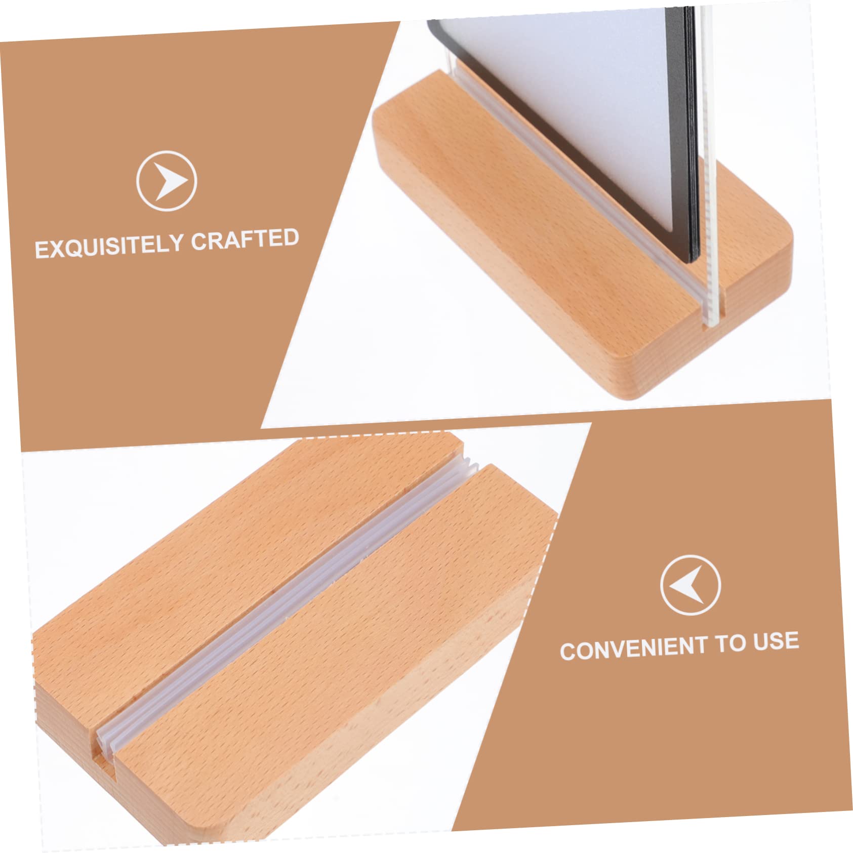 CAXUSD Sturdy Desktop Menu Holder Photo Clip Label Holder Double-sided Display Stand Wooden Photo Rack