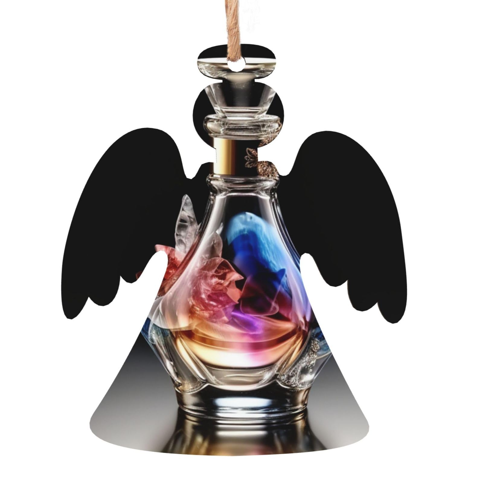Dwrepo Angel Shape Perfume Bottle Christmas Ornaments Christmas Tree Ornaments With Ropes Wooden Hanging Ornaments Xmas Holiday Decorations For New Year Party Christmas Decorations