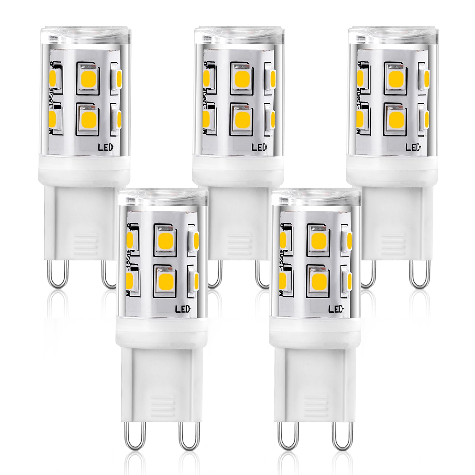 Yuiip G9 LED Light Bulb 2W, Equivalent to 20W/25W Halogen, 4000K Natural White, Non-Dimmable, 360° Beam Angle, G9 Capsule Base, Energy Efficient, AC 220-240V, 5-Pack