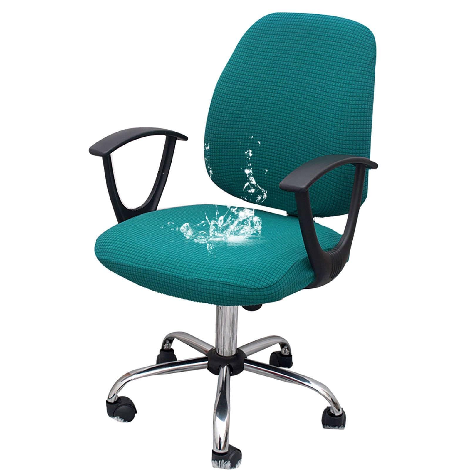 ZRCYXDW Waterproof Office Chair Cover, Stretch Spandex Desk Chair Cover Split Computer Chair Cover For Office Chair Swivel Chair-bluegreen-2 Piece — image 1