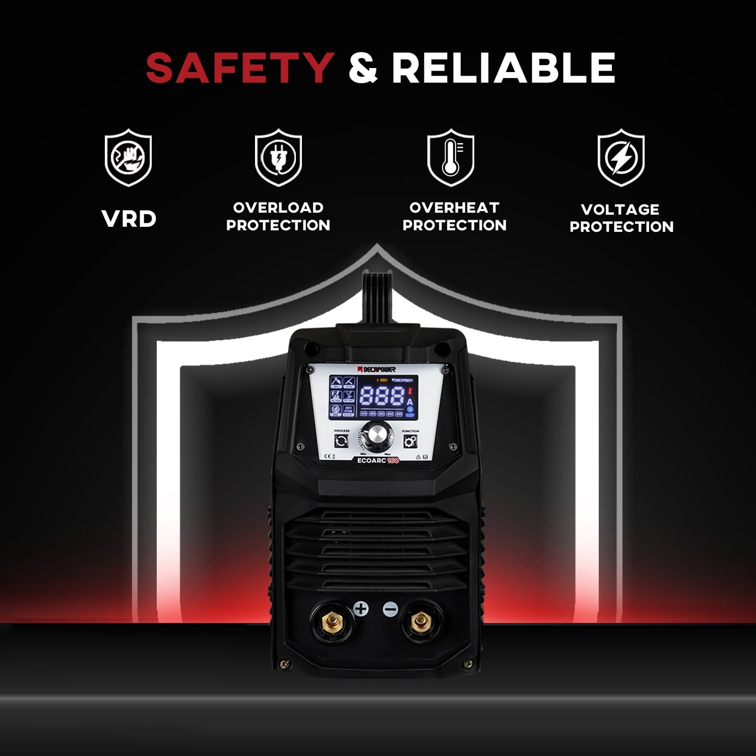 Decapower, ECOARC Saldatrice ad arco da 160 A, inverter MMA, saldatore portatile con schermo, per utilizzo casalingo (confezione da 1)