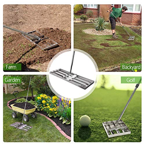 SurmountWay Levelawn Tool | Level Soil or Dirt Ground Surfaces Easily Stainless Steel Lawn Level Tool with Handle for Garden Backyard Golf/Lawn（7FT,30 x 10IN）