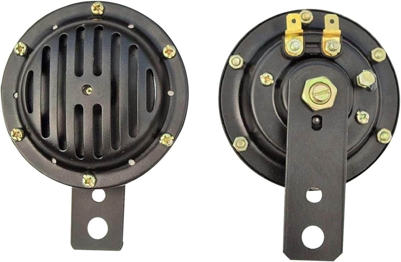 Lot de 2 calandres noires New Horn pour tous les deux roues de type véhicule, scooter, moto 12 V