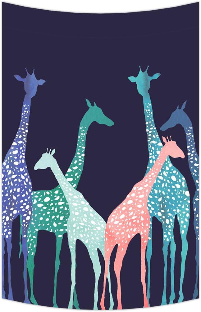 Custom Six Colorful Giraffe Wall Art Tapestries Home Decor Wall Hanging Tapestry Size 40"x60"