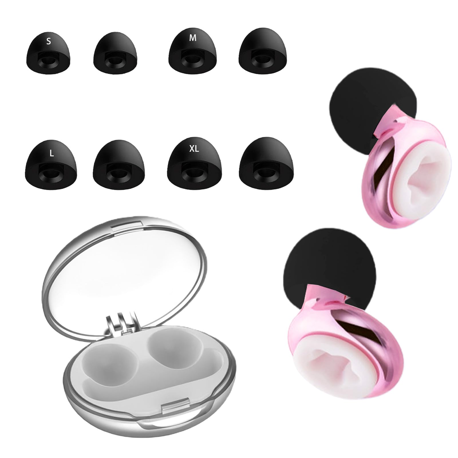 AYNKH Ear Muffs for Sleeping, Reusable Noise Reduction Ear Plugs with 4 Pairs Tips & Case, Portable Stylish Hearing Protection Ear Muffs for Work Travel Concert Live Events, 25 dB - 30 dB