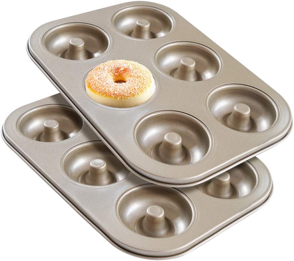Donut Pan Set of 2, Beasea Nonstick Donut Baking Pans, Carbon Steel
