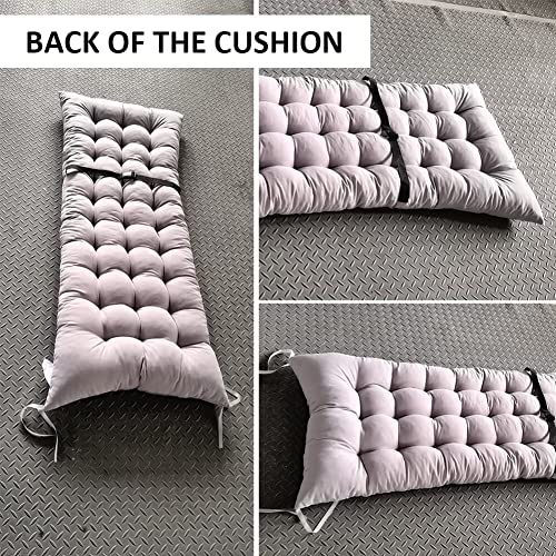 Maskmellow Sun Lounger Chair Cushions,47-Inch Rocking Chair Cushions,Lounge Chaise Cushion Outdoor Thick Padded Seat Cushion Reclining Chair Cushion With Ties (Gray) #TOP6