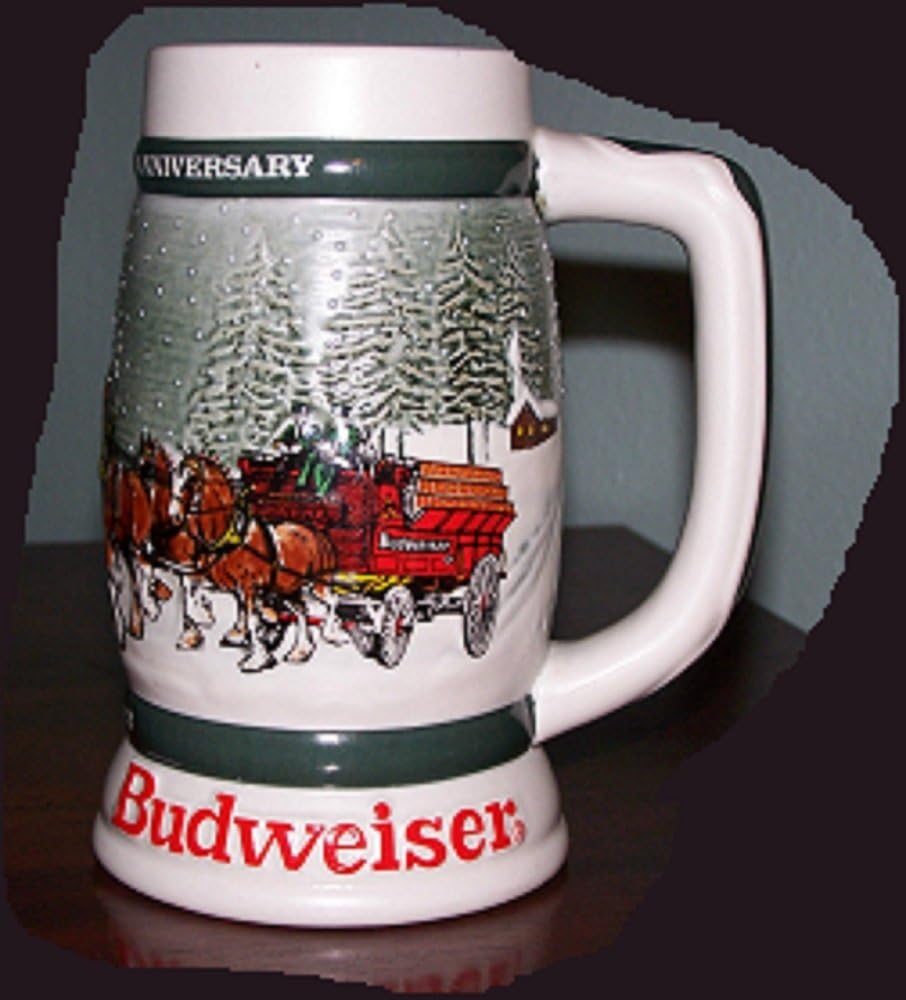 ANHEUSER BUSCH BUDWEISER HOLIDAY STEIN 1982 CS-57 CLYDESDALES 50th ANNIVERSARY