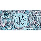 Personalized License Plate Monogram Blue and Pink Paisley License Plate Car Auto Tag Aluminum PLP