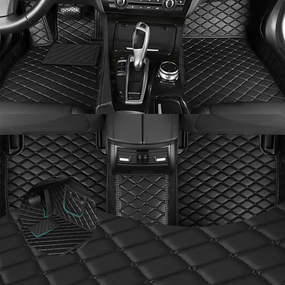 Car Floor Mats Fit for Kia Rio Hatchback 2016-2018 All Weather Durability Leather Car Floor Mats, Skidproof Pedal, Waterproof, Wear-reistant(Black)
