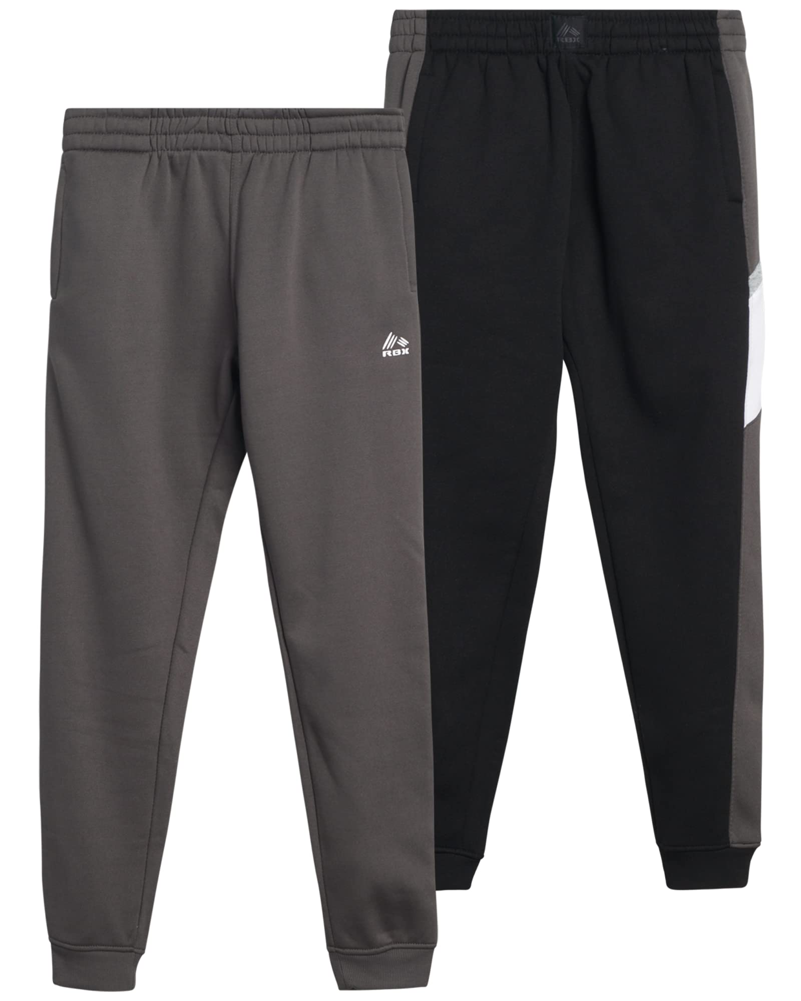 RBX Boys' Active Sweatpants Basic Warm-Up Fleece Jogger Track Pants (2  Pack)