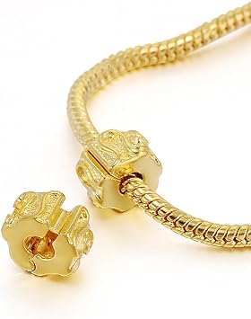 RUBYCA 10pcs Gold Color Clip Lock Stopper Clasp Beads DIY fit European Charm Bracelet Model 077