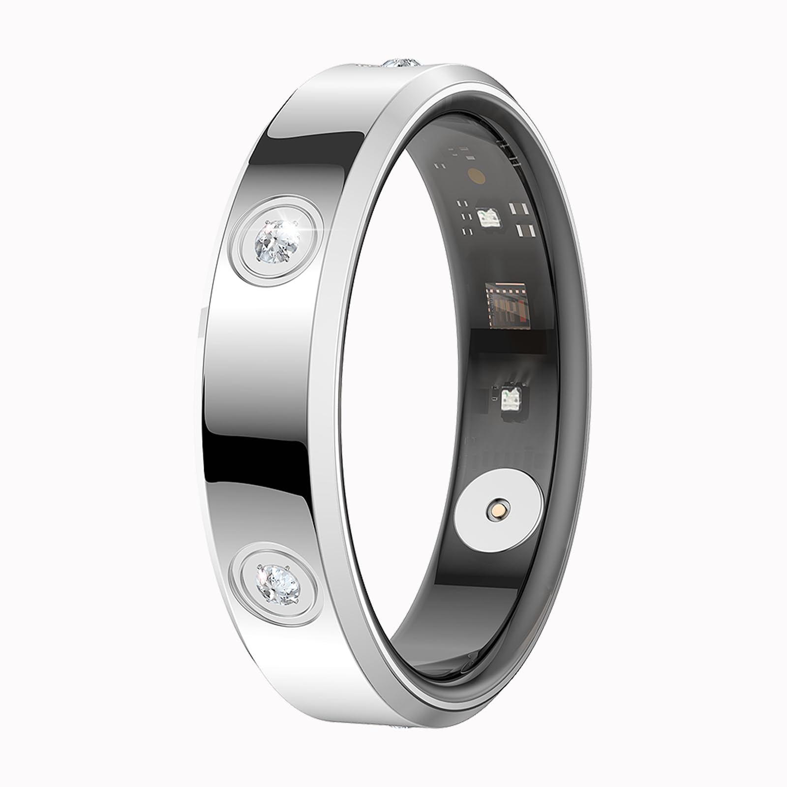 Yihou Smart Ring for Women Fitness Ring Health Ring with Diamonds Fitness Tracker with Heart Rate Sleep Monitor No Subscription Fee for Android iOS Silvery 10#