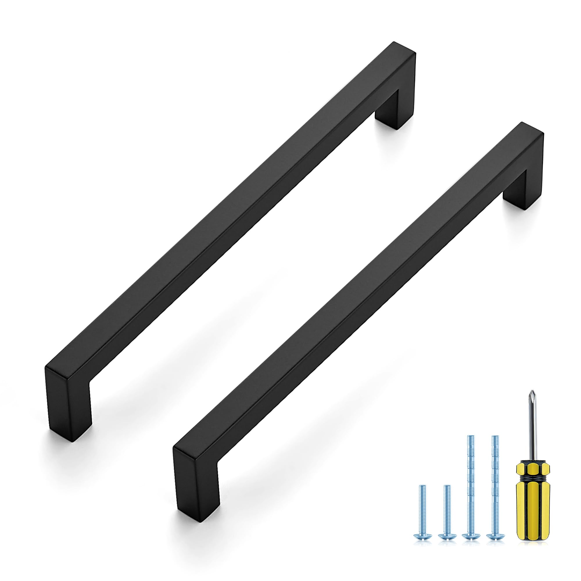 Ravinte Matte Black Square Pulls Cabinet Handles,8 Inch,20 Pack