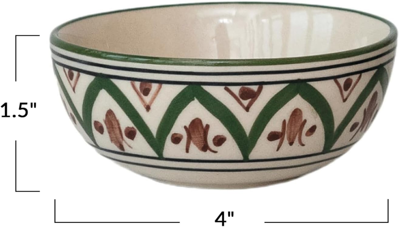 Creative Co-Op Mosaic Stoneware Bowl Set, Multicolor, Set of 4
