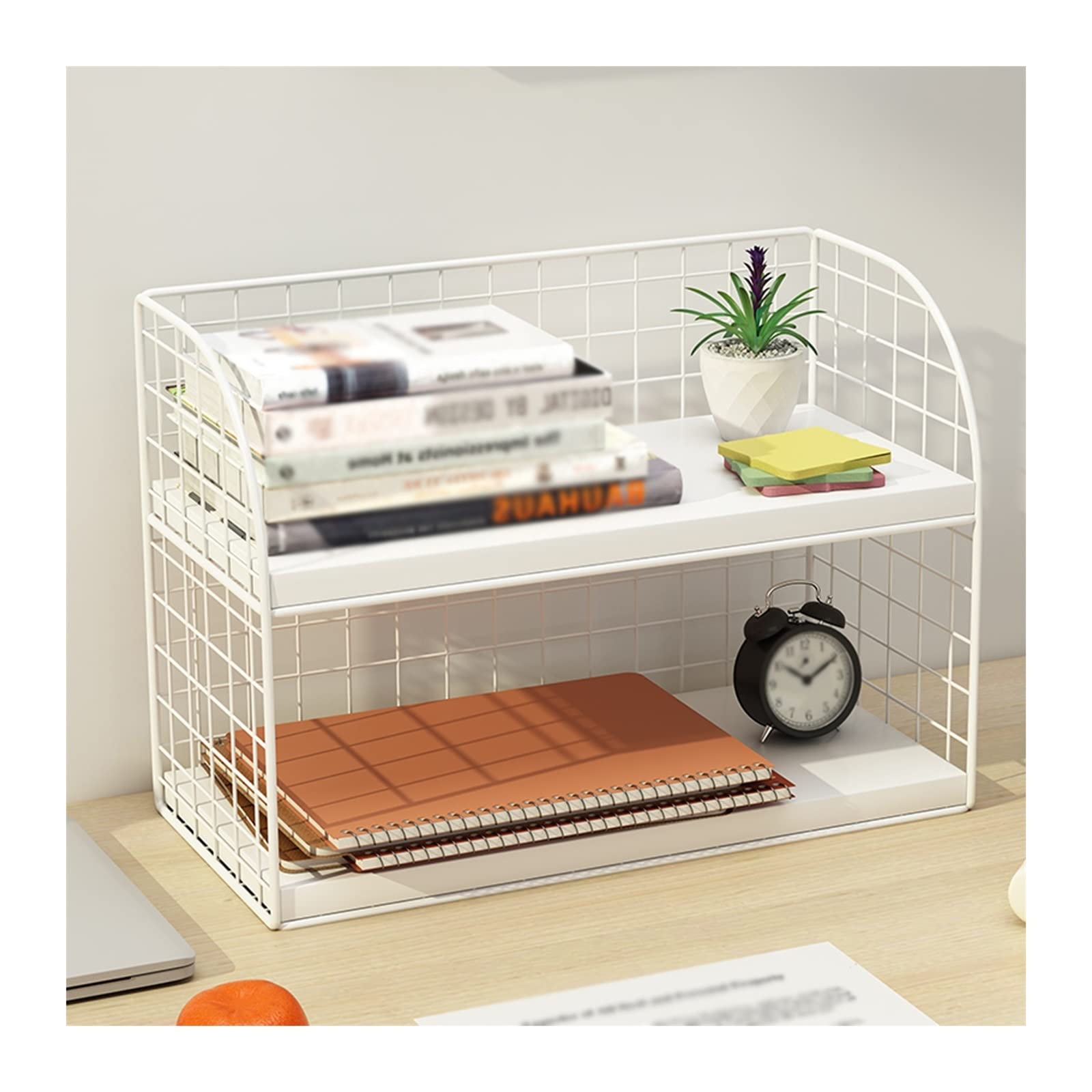 Vitrine Weiße Schreibtisch-Organizer, Metallgeflecht-Desktop-Akten-Organizer, Schreibtisch-Zubehör, Arbeitsplatz-Organizer for Bürobedarf Bücherregal