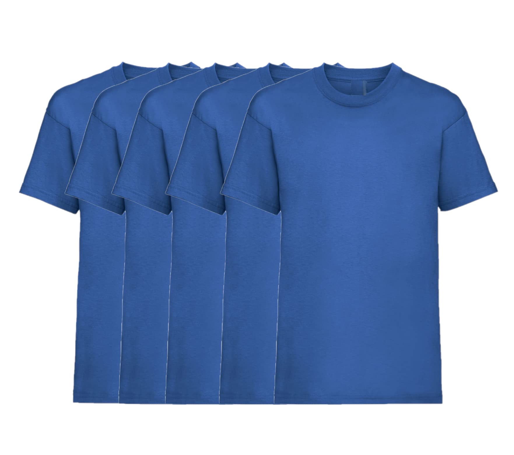 COOZO Unisex Kids Valueweight Pack of 5 Short Sleeve T-Shirts - Royal Blue - 14-15 Years