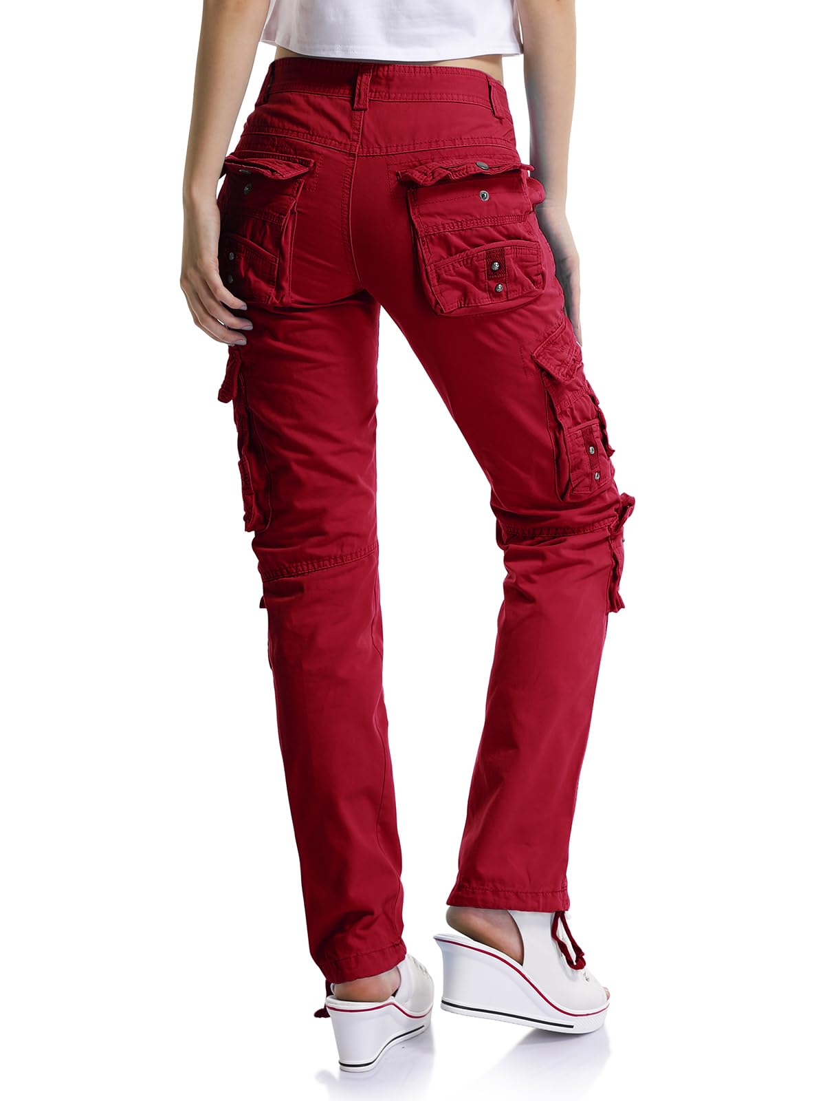 Aeslech Cargo Trousers Women, Women's Work Combat Trousers, Straight Leg Pants with Pockets for Ladies Casual Outdoor Hiking
