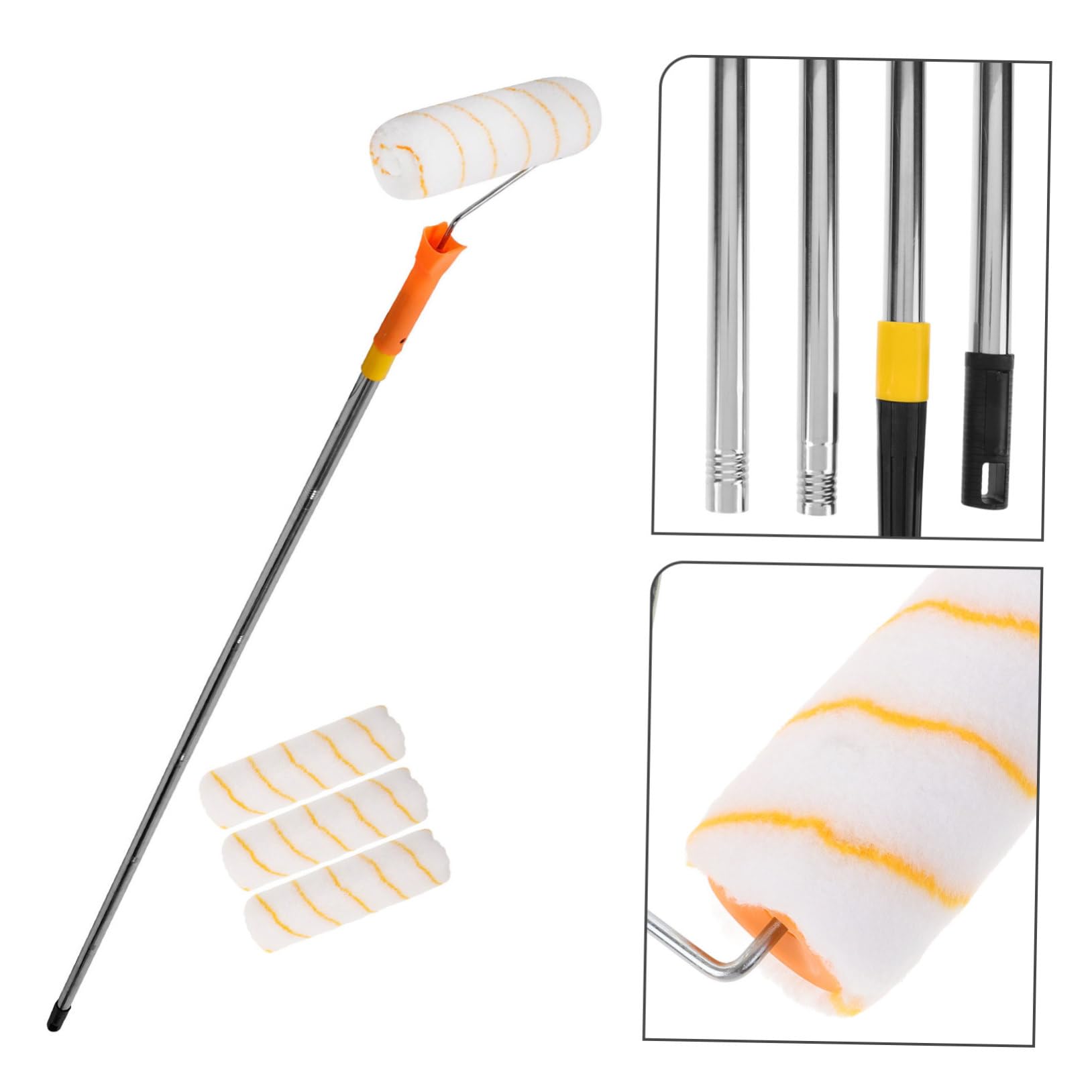 VILLCASE Cepillo de Rodillo Telescópico Portátil con Funda de Repuesto para Rodillo de Pintura Suministros para Pintar Casa Herramienta de Limpieza