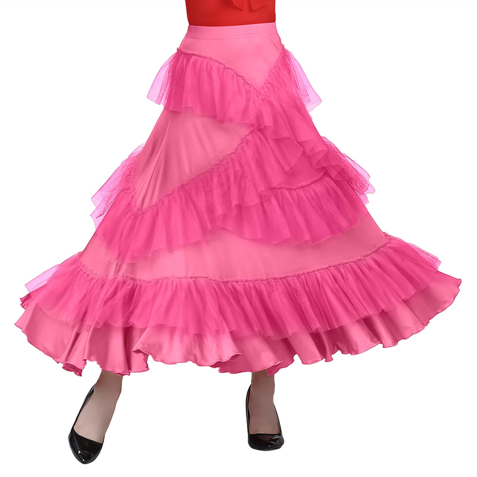 Moderna gonna da danza, gonna a strati in rete, per carnevale, gonna lunga in tulle, colore arancione, blu