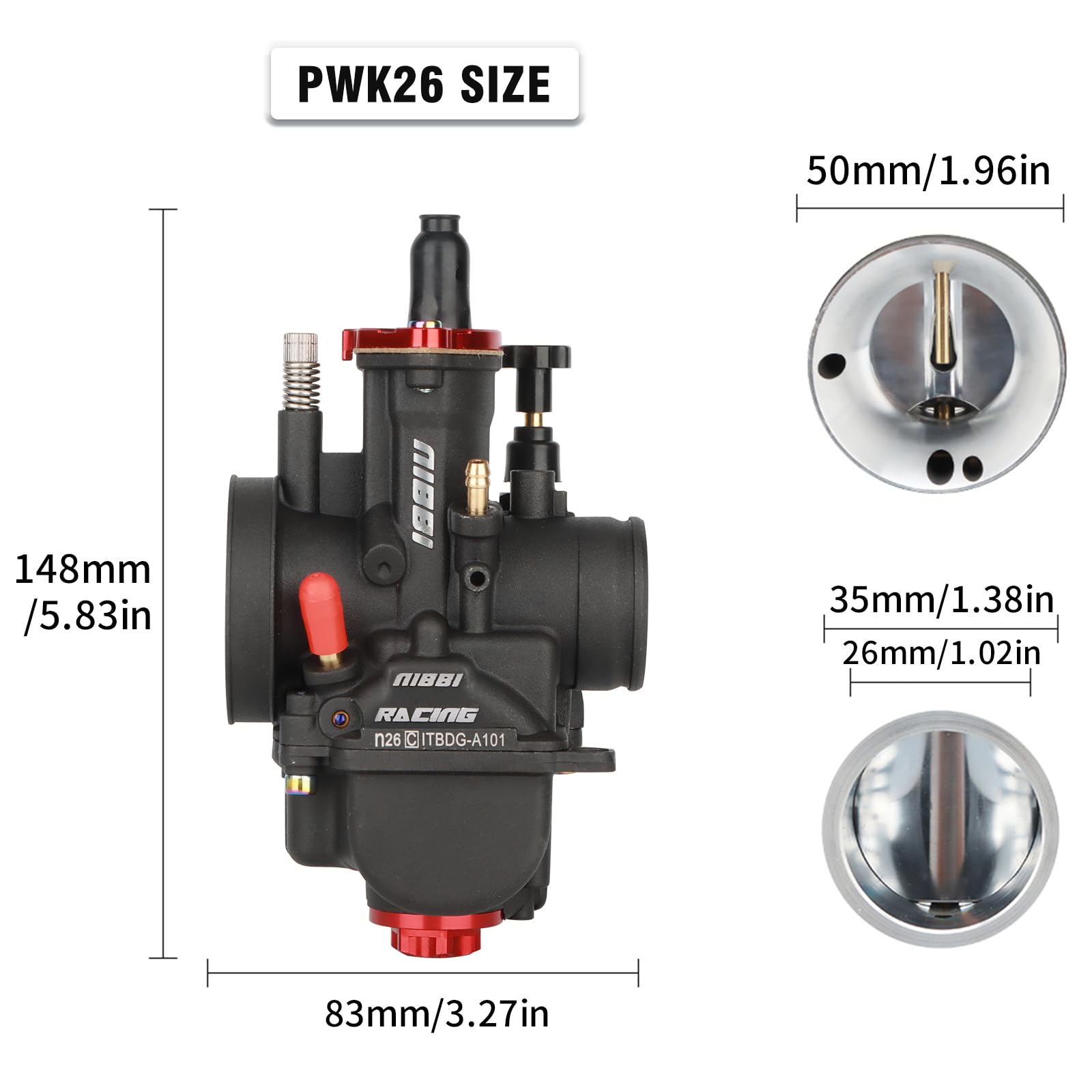 Snapklik.com : NIBBI Carburetor PWK 26mm Motorcycle, 150cc-200cc Power Carb