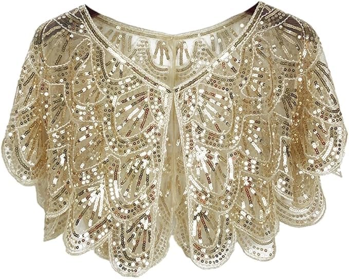 1920s Women's Flapper Shawl for Evening Dresses Sequin Beaded Shawls and Wraps for Evening Dresses Party Wedding Harlem Night 04