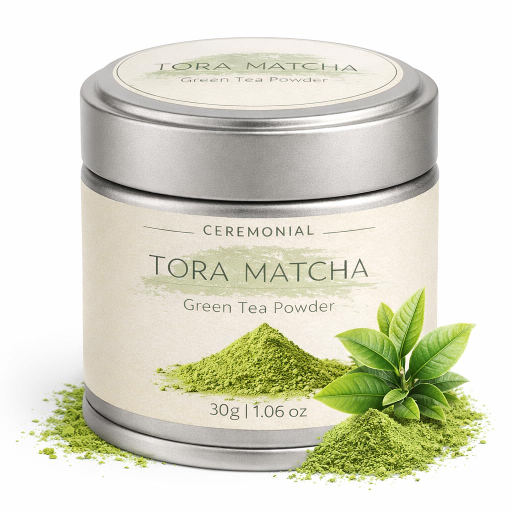 TORA MATCHA Ceremonial Grade Matcha Pulver – Premium Grüntee Pulver – Steinvermahlen, Leuchtend Grün, Natürliches Koffein für Energie & Fokus – Ideal für Matcha Tee, Latte & Smoothies (90g)
