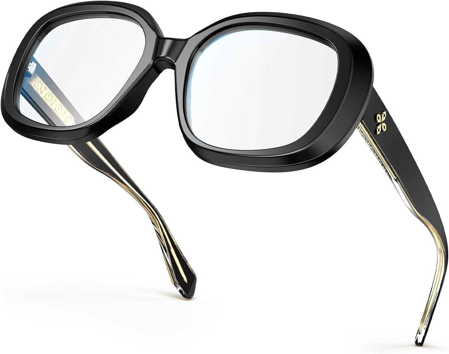 VISOONE Oversized Round Computer TR90 Blue Light Blocking Glasses for Women Men Lavinia