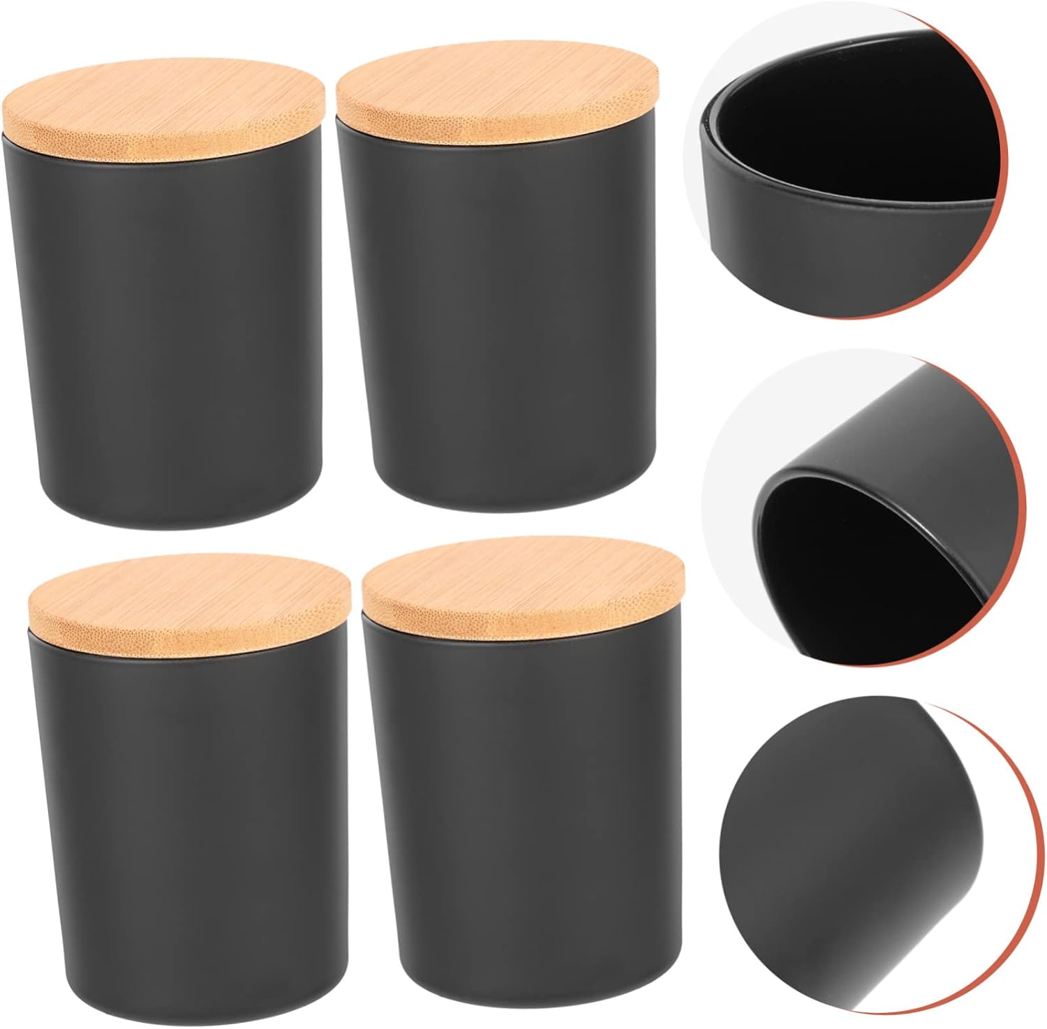 Hohopeti 4 Sets Desktop Candle Cups Candle Jars with Lids Matte Finish for Aromatherapy Making and Home Decor for Storing Dried Flowers and Essential Oils