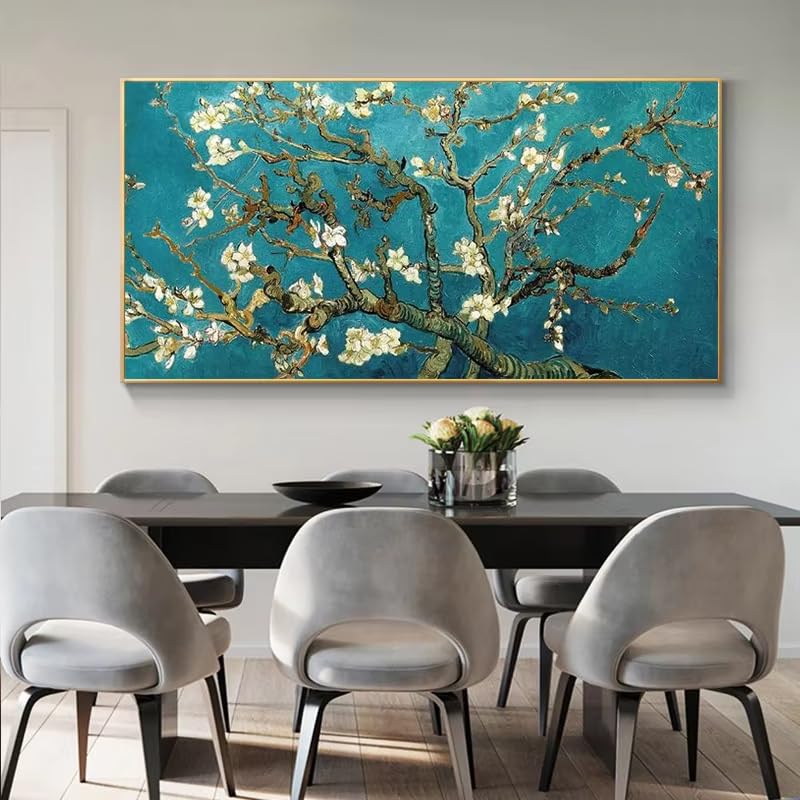 Tableaux de fleurs d'amandier pour masquer un mur vide avec élégance sans cadre