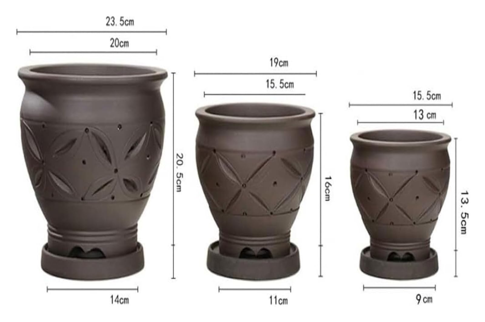 Doniczki na rośliny, doniczki ceramiczne, doniczki na kaktusy, storczyki, fioletowy piasek, doniczka stołowa, do użytku wewnątrz i na zewnątrz (23,5 x 20,5 cm)