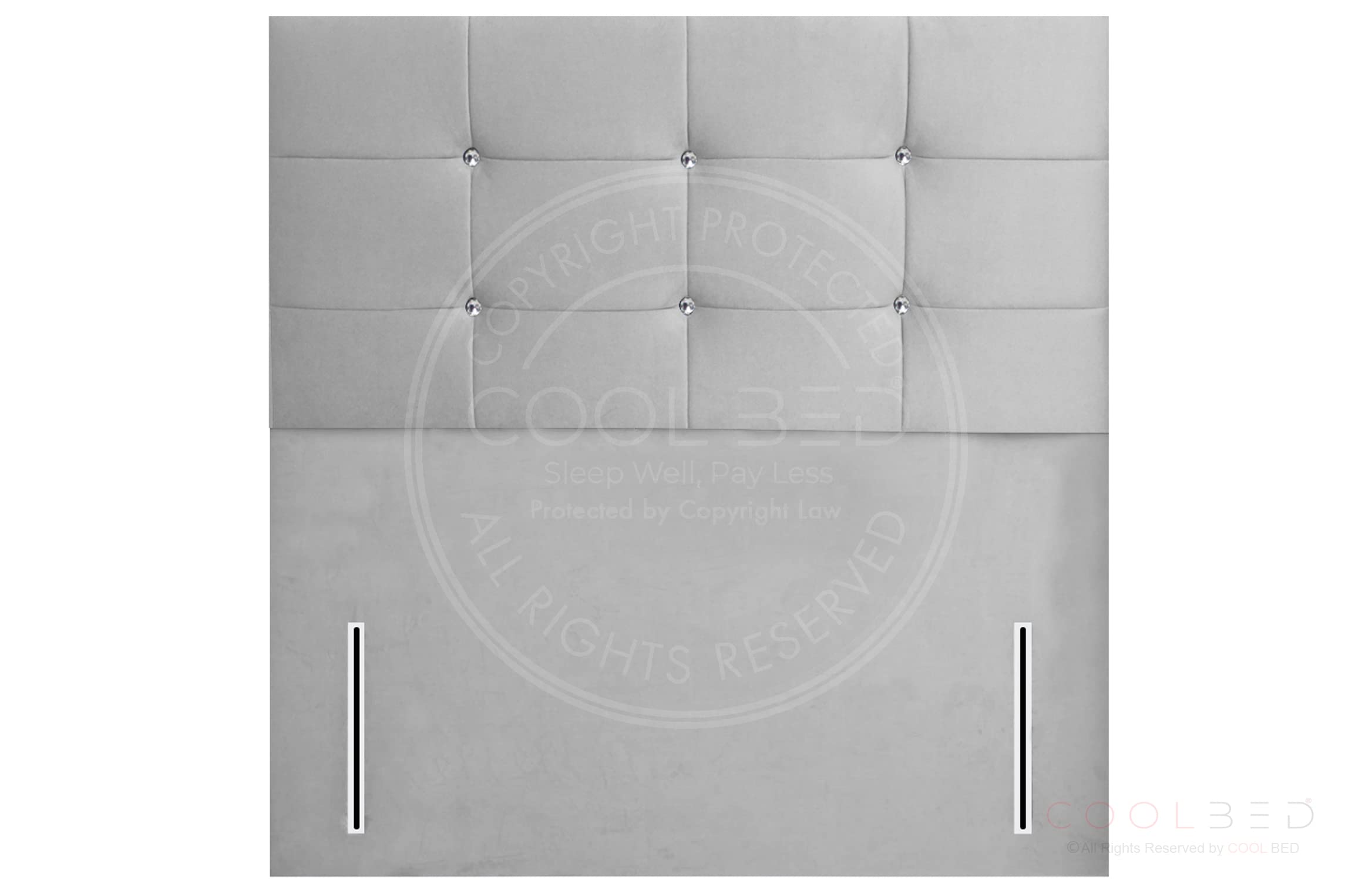 Silver Plush Velvet 54" Floor Standing Zahara 12 Cube Headboard For Divan Ottoman Bed 3FT Single Headboards For Beds Bedroom Furniture (Silver Plush, Single - 【3FT】)