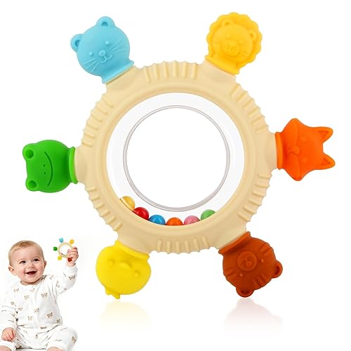 Miniatura 10 de Anillos de dentición para bebés de 0 a 6 a 12 meses, sonajero para bebés, juguetes sensoriales para bebés de 0 a 24 meses, alivio de mordedor de