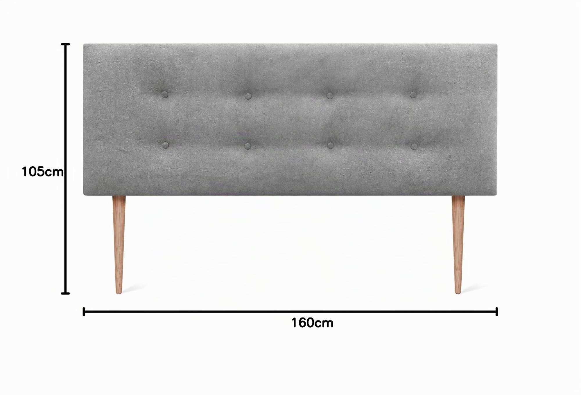 DHOME Cabecero de Polipiel o Tela AQUALINE Pro con 2 Hileras de Botones y Patas Cabezal Tapizado Cama Lujo (Tela Gris, 160x105cm (Camas 150/160))