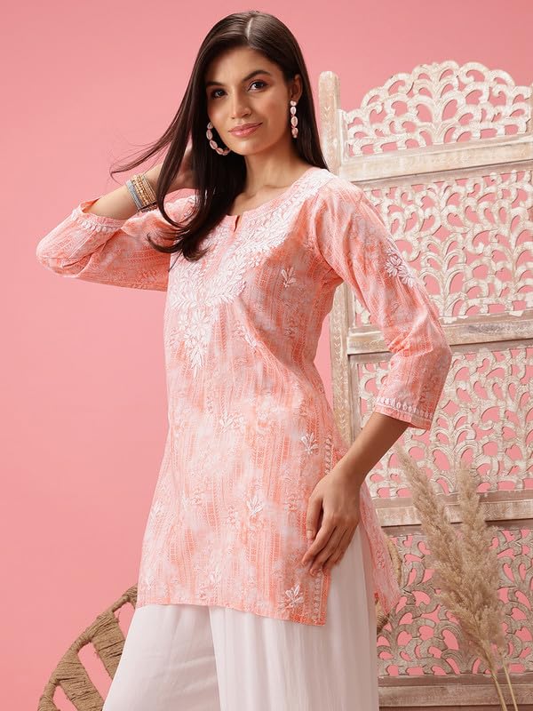 Image of Ada Hand Embroidered Lucknowi Chikankari Cotton Top for Women A911411