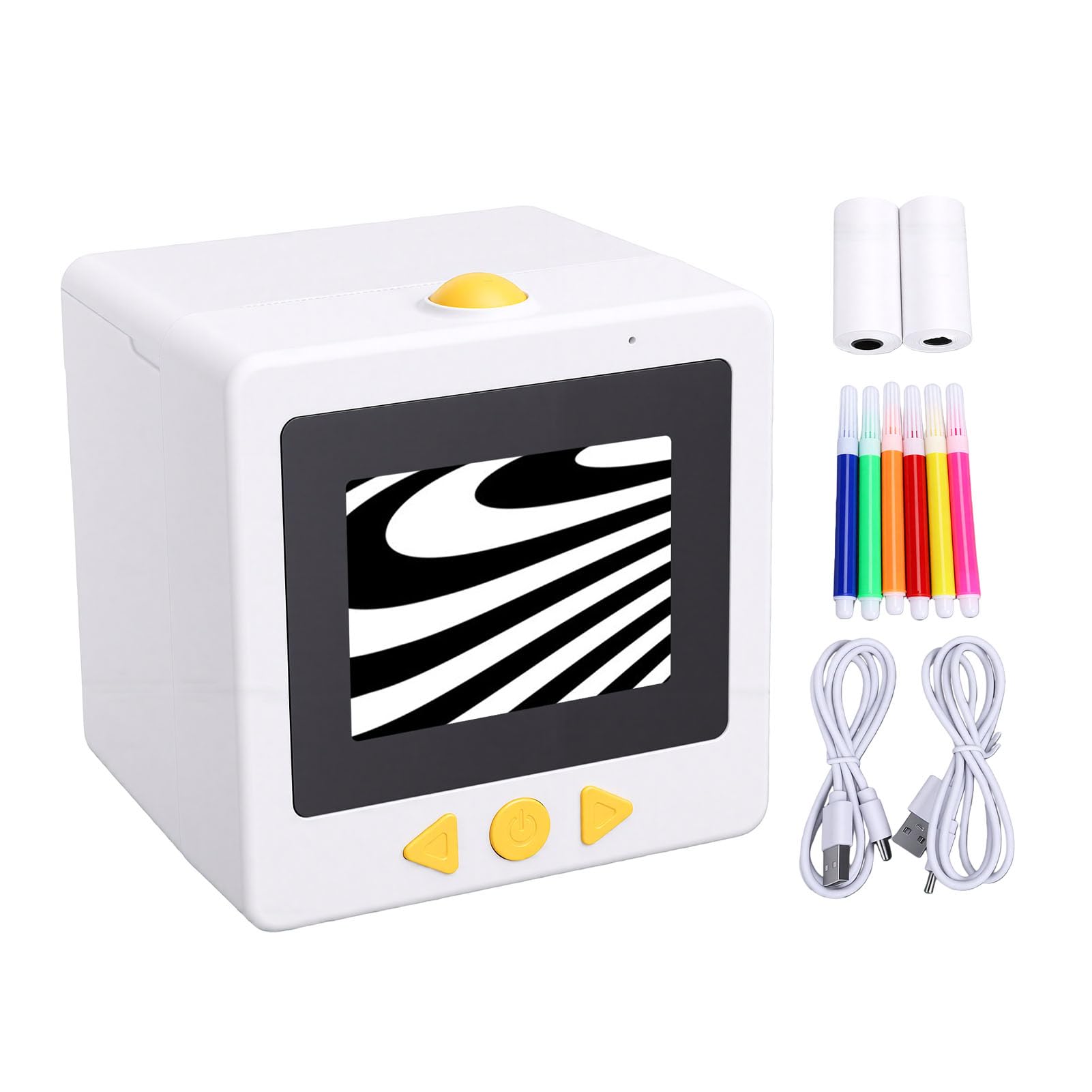 Fockety AI Aufkleberdrucker, sprachgesteuerte Aufkleberherstellungsmaschine, Thermodrucker mit 2,4 Zoll Bildschirm, 3,1 x 11 x 22,5 Zoll, kreative Geschenke für DIY Kunsthandwerk (White)