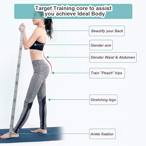 Miniatura 4 de Correa elástica, correa elástica para yoga, multibucle para terapia física, pilates, yoga, ejercicio de danza y gimnasia y banda elástica flexible